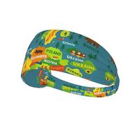 Fascia elastica unisex con stampa colorata con mappa dell'Europa e stampa colorata, ideale come regalo per amici amanti dello sport, famiglia
