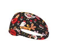 Fascia elastica unisex con stampa di galline e gallo, unisex, ideale come regalo per amici amanti dello sport, famiglia