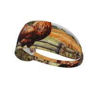 Fascia elastica unisex con stampa di gallo su legno nei terreni agricoli, ideale come regalo per amici amanti dello sport, famiglia