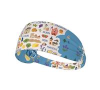 Fascia elastica unisex con stampa di mappa della Francia con icone decorative su entrambi i lati, ideale come regalo per amici amanti dello sport, famiglia