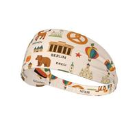 Fascia elastica unisex con stampa di mappe e icone di viaggio della Germania, ideale come regalo per amici amanti dello sport, famiglia