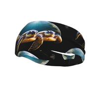 Fascia elastica unisex con tartaruga tropicale, per yoga, fitness, corsa, basket, sport che assorbe il sudore,