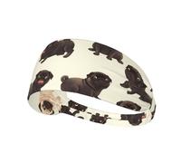 Fascia elastica unisex sportiva traspirante atletica per corsa, allenamento, sport all'aria aperta, carino stampa con carlino nero