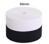 Fascia Elastico Piatta Larga 32Mm-75Mm Nera Bianca Per Vita 1M-25M
