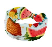 Fascia estiva per capelli con anguria e ananas, morbida, larga, per donne e ragazze, fascia elastica con nodo, fascia per capelli sportiva alla moda per allenamento, yoga, palestra, corsa