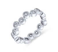 Bling Jewelry Cerchio A Bolle D'Aria Anello Di Eternità In Cz Con Castone In Zirconia Cubica Geometrica Per Donna, Argento 925