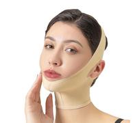 Fascia facciale post-chirurgica per compressione del collo con sottogola. Riduzione del viso a forma di V e Stretching del doppio mento. da donna.