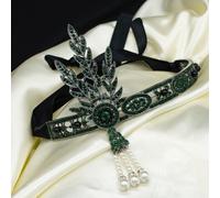Fascia Flapper Grande Gatsby Copricapo Ruggenti 1920s Copricapo IN Verde o Rosso