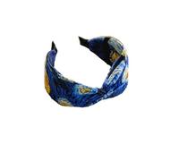 Fascia for capelli a croce con teschio alto retrò, fascia a tesa larga con motivo dipinto a olio,fascia in tessuto(Black blue)