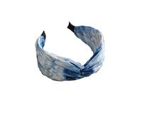 Fascia for capelli a croce con teschio alto retrò, fascia a tesa larga con motivo dipinto a olio,fascia in tessuto(Light blue)