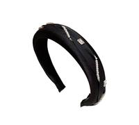 Fascia for capelli a tesa larga con strass di perle for donna - Elegante accessorio for capelli con piccola forcina(black)