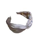 Fascia for capelli annodata larga in stile coreano for donna, comodo copricapo in rete(Grey)