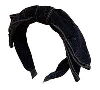 Fascia for capelli con fiocco grande in velluto nero con bordo largo for donna - Elegante accessorio for la stiratura dei capelli