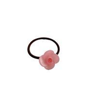 Fascia for capelli con fiore di rosa temperamento, corda for capelli non dannosa e altamente elastica(Pink)