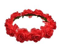 Fascia for capelli con fiori di rosa bohémien, copricapo da sposa for matrimoni e occasioni speciali(Rosso)