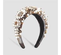 Fascia for capelli con geometria barocca for donna, fasce for fiori con strass, fascia for capelli di lusso, gioielli for capelli da sposa(E)