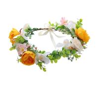 Fascia for capelli con ghirlanda di peonie in seta fatta a mano in stile bohémien, accessorio for capelli floreale regolabile for damigelle d'onore e spose.(Arancia)
