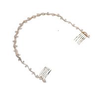 Fascia for capelli da sposa in cristallo 2 pezzi, fascia for con perle, for accessori for Jeweley for feste di matrimonio per Capelli da Sposa(Gold)