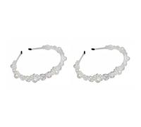Fascia for capelli in cristallo, fascia for capelli in cristallo perlato Fascia imbottita for ragazze Copricapo da sposa bianco Cerchietto for capelli affascinante raccolta domiciliare(Color:Whitex2pc