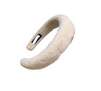 Fascia for capelli in peluche Furry Good Feel for donna - Accessori for capelli in spugna imitazione for un look elegante(Bianca)