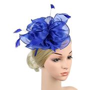 Fascia for capelli in rete con fiori Fascinator Cappelli Copricapo Cocktail Tea Party Fascia for fiori in piume (Color : Royal blue, Size : Einheitsgre)