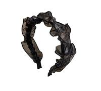 Fascia for capelli in rete di strass neri for donna | Fascia for capelli con pizzo arricciato | Eleganti accessori for capelli(Bianca)