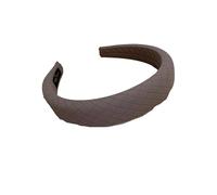 Fascia for capelli in spugna a tesa larga for donna | Copricapo a quadri tinta unita con stiratura a linee(Grey)