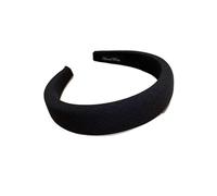 Fascia for capelli in spugna a tesa larga for donna | Copricapo a quadri tinta unita con stiratura a linee(black)