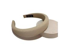 Fascia for capelli in spugna a tesa larga for donna | Copricapo a quadri tinta unita con stiratura a linee(Beige)