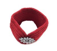 Fascia for capelli invernale larga lavorata a maglia da donna Fiore di cristallo trasparente Torsione for all'uncinetto Avvolgere la testa Accessori for scaldaorecchie per capelli da donna(Red)