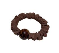 Fascia for capelli plissettata con pallina elastica alta e stampa leopardata - Corda for capelli in gomma for coda di cavallo con intestino crasso(Brown)