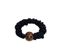 Fascia for capelli plissettata con pallina elastica alta e stampa leopardata - Corda for capelli in gomma for coda di cavallo con intestino crasso(black)