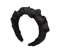 Fascia for capelli snellente con bordo largo e teschio alto in spugna spessa plissettata for il lavaggio del viso(black)