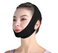 Fascia for il viso leggera a forma di V, confortevole, dimagrante notturno, regolabile, supporto tonificante invisibile per il lifting facciale(Black)