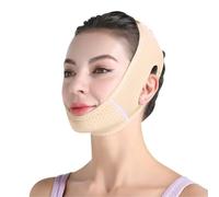 Fascia for il viso leggera a forma di V, confortevole, dimagrante notturno, regolabile, supporto tonificante invisibile per il lifting facciale(WHITE)