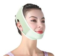 Fascia for il viso leggera a forma di V, confortevole, dimagrante notturno, regolabile, supporto tonificante invisibile per il lifting facciale(Green)