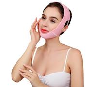 Fascia for il viso leggera a forma di V, confortevole, dimagrante notturno, regolabile, supporto tonificante invisibile per il lifting facciale(Pink)