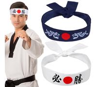 Fascia Giapponese Bushido in Cotone, 2 Pezzi per Costumi e Cucina | Stile Giapponese, Assorbe Sudore, Mantiene i Chioma Lontani dal Viso, Morbida al Tatto