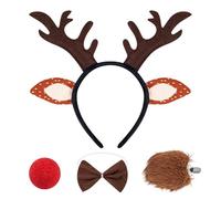 Fascia in legno di cervo, accessorio per la testa con corna d'animale , fascia con orecchie di cervo e code, per la giovane ragazza in inverno durante le feste di Halloween e di Natale per il