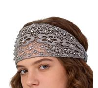 Fascia in pizzo | Cerchietto floreale con perline | Cerchietto Boho largo ed elastico, per matrimonio, acconciatura, viaggio, abbigliamento quotidiano, vacanze e feste