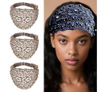 Fascia in pizzo con perline Boho, accessori per capelli di lusso con bordo in pizzo floreale, ideale per le vacanze e tutti i giorni (stile B, taglia unica)