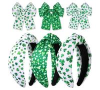 Fascia larga annodata per martedì grasso, viola, verde, oro, perle di strass, fiocco e fiocco, accessorio regalo (verde bianco, standard)