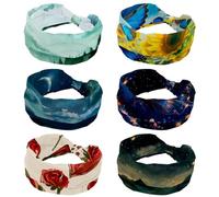 Fascia larga antiscivolo, con farfalle volanti tra i girasoli, confezione da 6 fasce per capelli per donne e ragazze, fascia elastica per capelli, fascia per capelli attorcigliata, accessori per