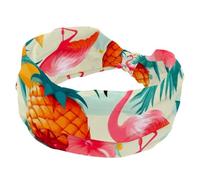 Fascia larga con fenicottero e ananas, alla moda, da donna, annodata a torsione, per yoga, allenamento, morbida fascia elastica, accessori per capelli