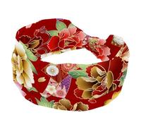 Fascia larga da donna antiscivolo, con peonia giapponese floreale, pieghevole, motivo rosso, fascia elastica per capelli per yoga, fascia annodata per ragazze e donne