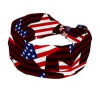 Fascia larga da donna, con bandiera degli Stati Uniti, stelle blu e rosse, a righe, morbida, elastica, assorbita dal sudore, per sport, yoga, allenamento, fascia per capelli annodata