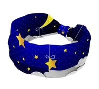 Fascia larga da donna, con luna e stelle tra le nuvole, antiscivolo, turbante, fasce elastiche per capelli, yoga, sudore, sport, allenamento