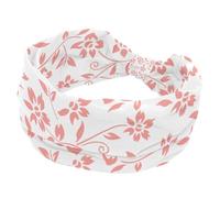 Fascia larga da donna, con motivo floreale rosso corallo, alla moda, fascia elastica per la testa, fascia elastica per il sudore, turbante per allenamento sportivo