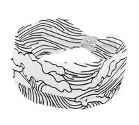 Fascia larga da donna, elastica, spessa, turbante, antiscivolo, accessori per allenamento, cura della pelle, uso quotidiano, motivo Line Art senza cuciture con onde oceaniche