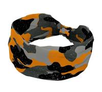 Fascia larga morbida per donne e ragazze, nero, grigio, arancione, mimetico militare, elastico, annodato, fascia per capelli alla moda per yoga, allenamento, palestra, corsa